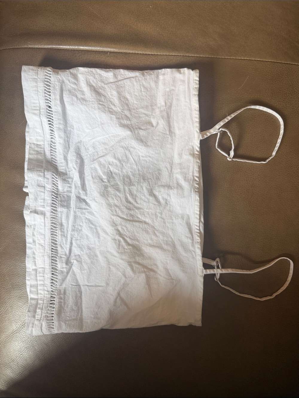 White Cotton Spaghetti Strap Crop Top